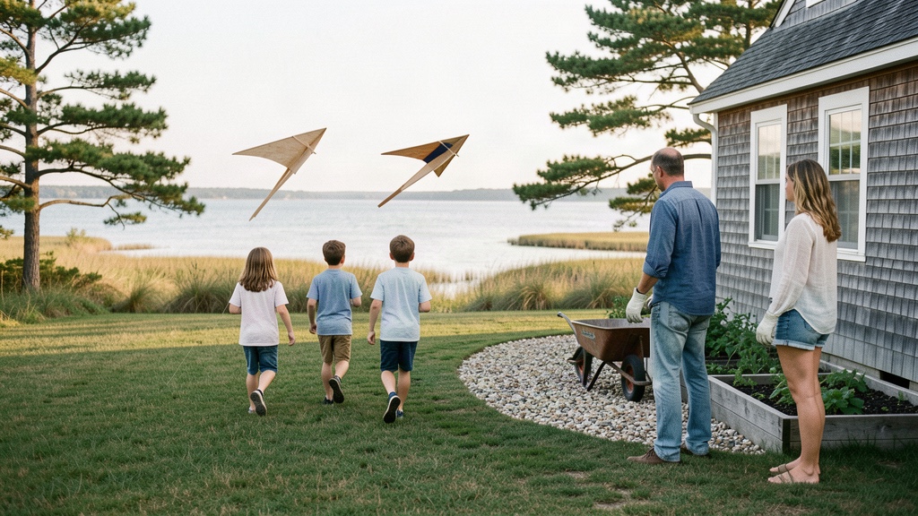 A family together in a warm, sunlit home.
